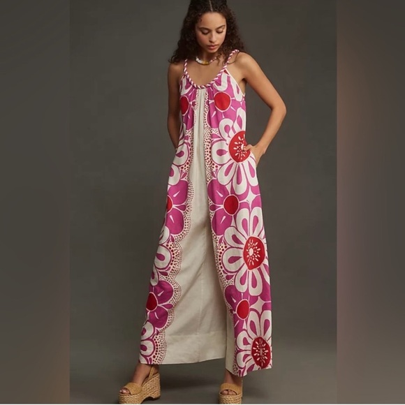 FARM RIO boho-chic floral maxi jumpsuit with pockets - Picture 1 of 6